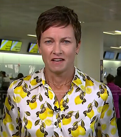 Stephanie’s white lemon print blouse on Today