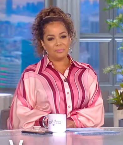 Sunny’s pink stripe blouse on The View