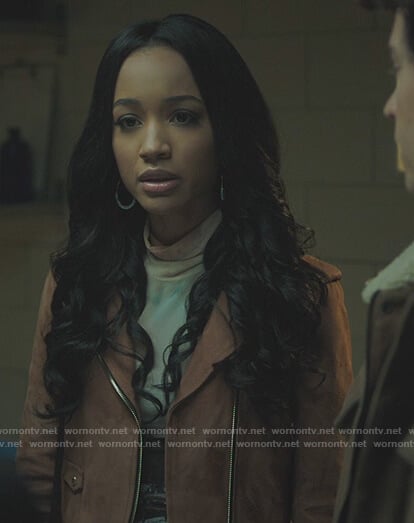 Tabitha’s brown suede moto jacket on Riverdale
