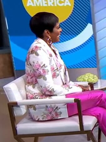 Tamron Hall’s white floral blazer on Good Morning America