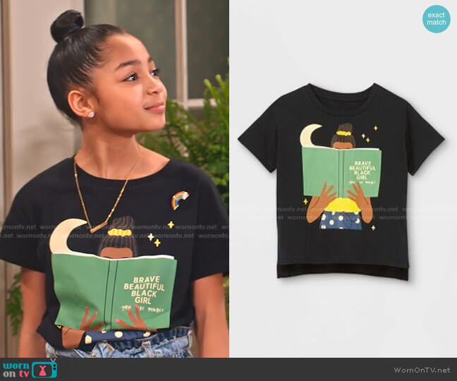 Target Brave Beautiful Black Girl Short Sleeve Graphic T-Shirt worn by Ami (Jordyn Raya James) on Family Reunion