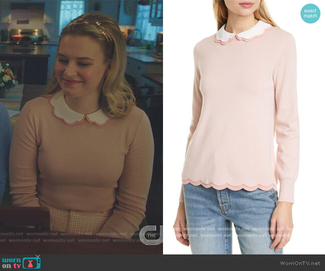 Ted Baker Lheo Scallop Detail Layered Sweater worn by Polly Cooper (Tiera Skovbye) on Riverdale