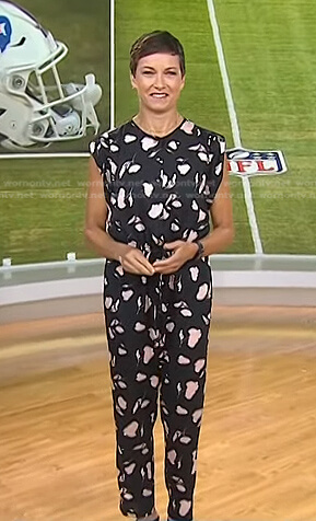 Stephanie’s black floral jumpsuit on Today