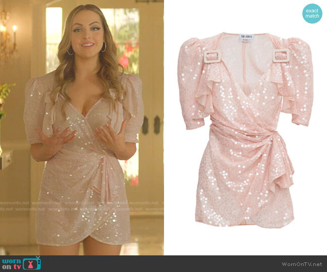 The Attico Rose Mini Wrap Dress worn by Fallon Carrington (Elizabeth Gillies) on Dynasty