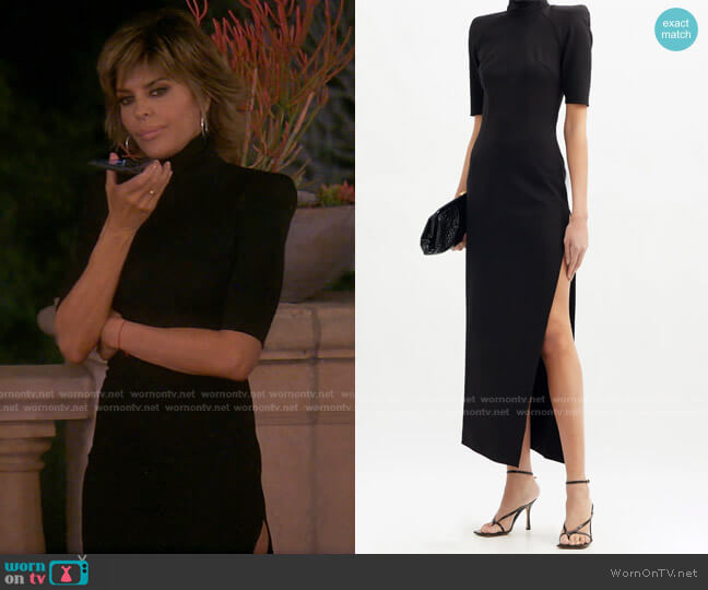 The Attico Side-Slit Roll-Neck Jersey Dress worn by Lisa Rinna on The Real Housewives of Beverly Hills