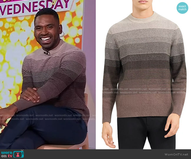 Theory Burton Striped Sweater in Brown Multi