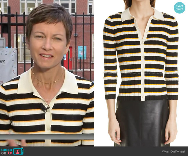 Theory Hudson Stripe Cardigan worn by Stephanie Gosk on Today