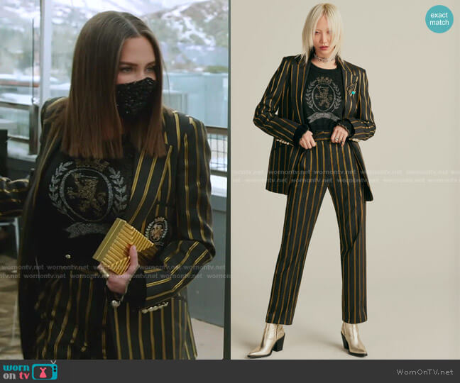 Tommy Hilfiger Stripe Blazer worn by Meredith Marks on The Real Housewives of Salt Lake City