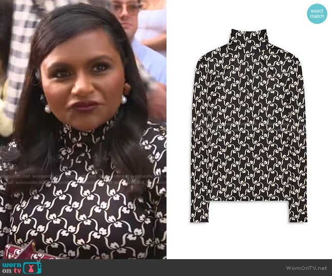 Tory Burch Silk Printed Turtleneck