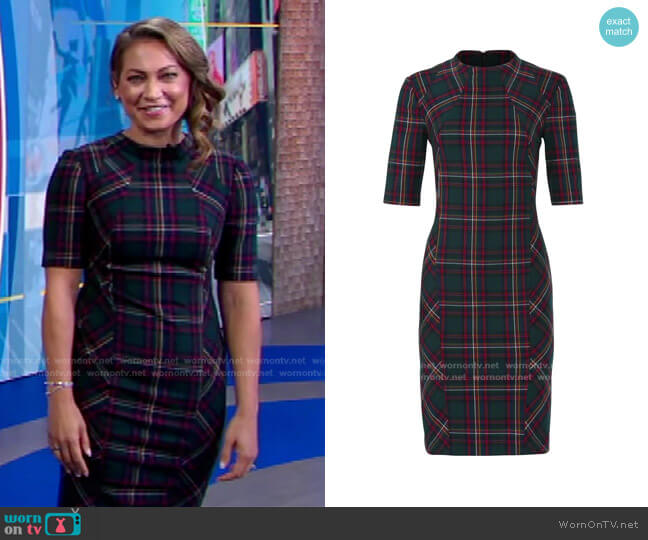 Trina Turk Plaid Aperitif Dress worn by Ginger Zee on Good Morning America
