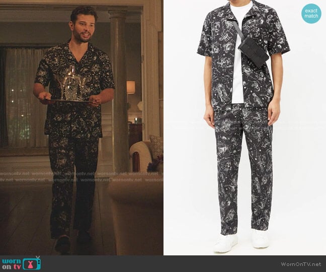 Valentino Zodiac-Print Cotton-Poplin Shirt worn by Sam Flores (Rafael de la Fuente) on Dynasty