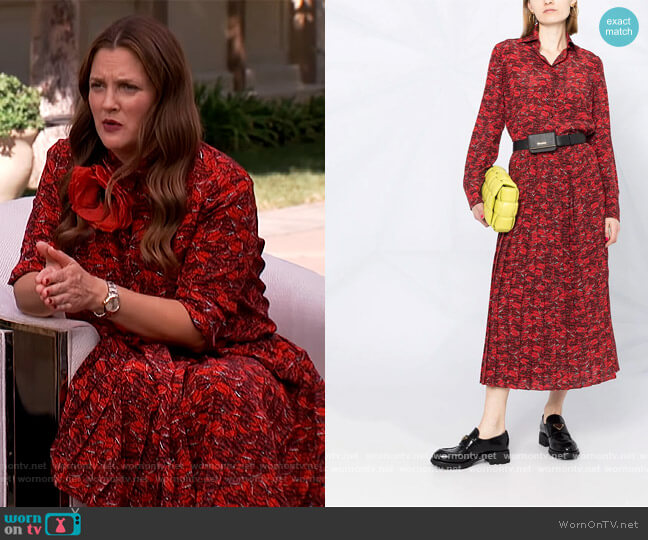 Valentino Lip Print Silk Shirt worn by Drew Barrymore on The Drew Barrymore Show