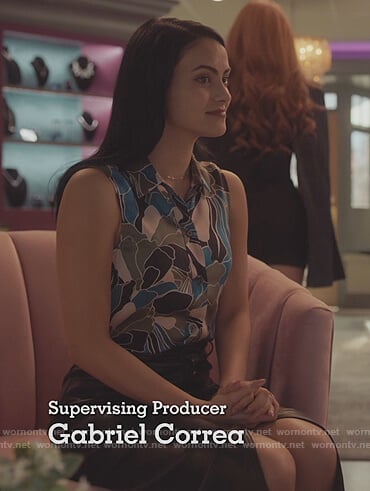 Veronica’s sleeveless floral print blouse on Riverdale