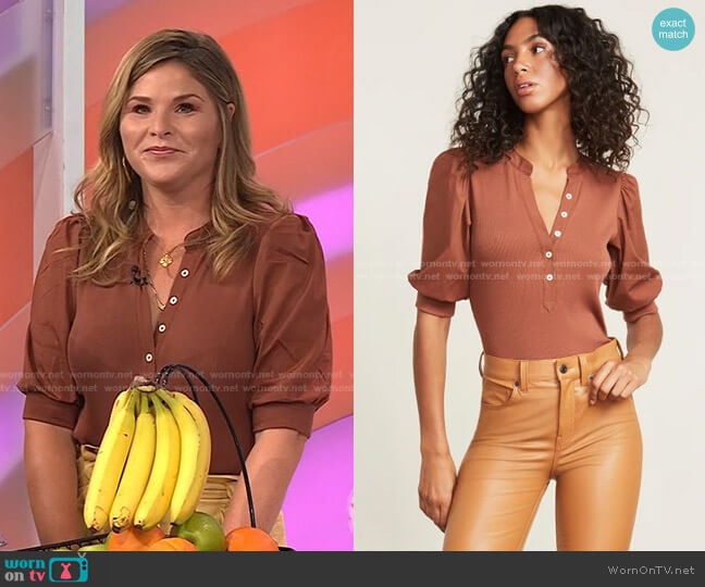 Veronica Beard Coralee Puff-Sleeve Top worn by Jenna Bush Hager on Today