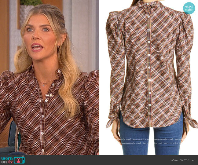 Veronica Beard Isabel Puff Shoulder Top worn by Amanda Kloots on The Talk