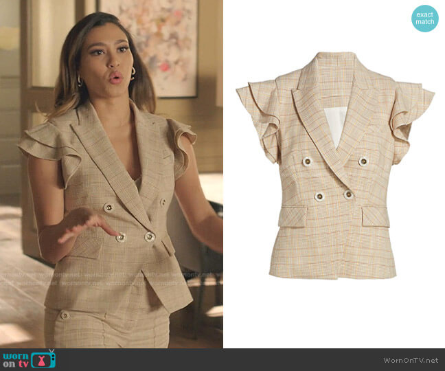 Veronica Beard Janae Plaid Flutter-Sleeve Vest