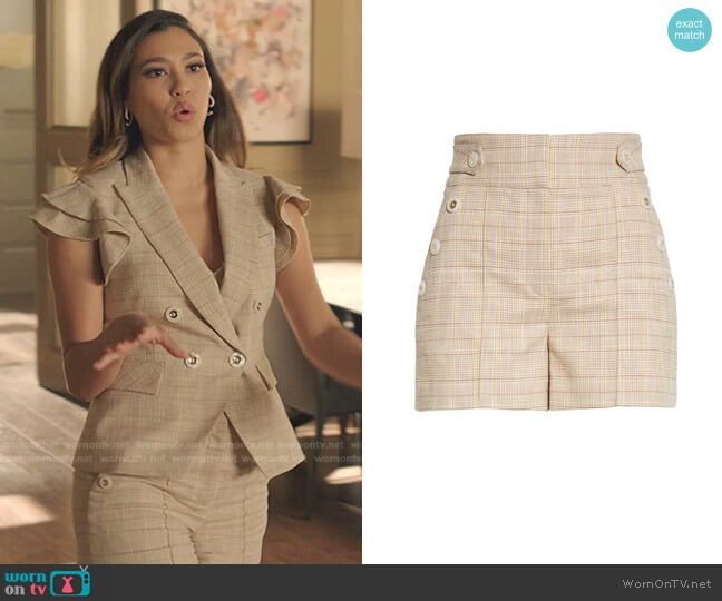 Veronica Beard Pine Plaid Cotton & Wool Blend Shorts