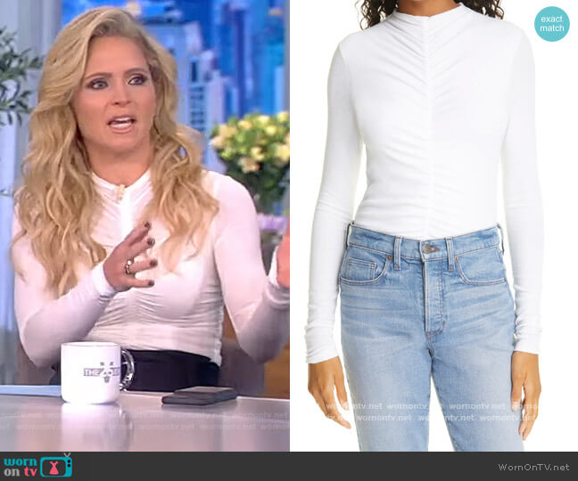 Veronica Beard Theresa Center Ruched Knit Top worn by Sara Haines on The View