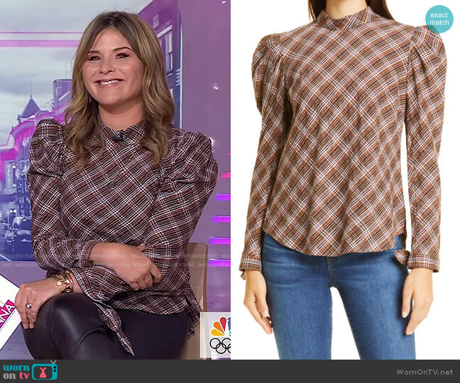 Veronica Beard Isabel Puff Shoulder Top worn by Jenna Bush Hager on Today