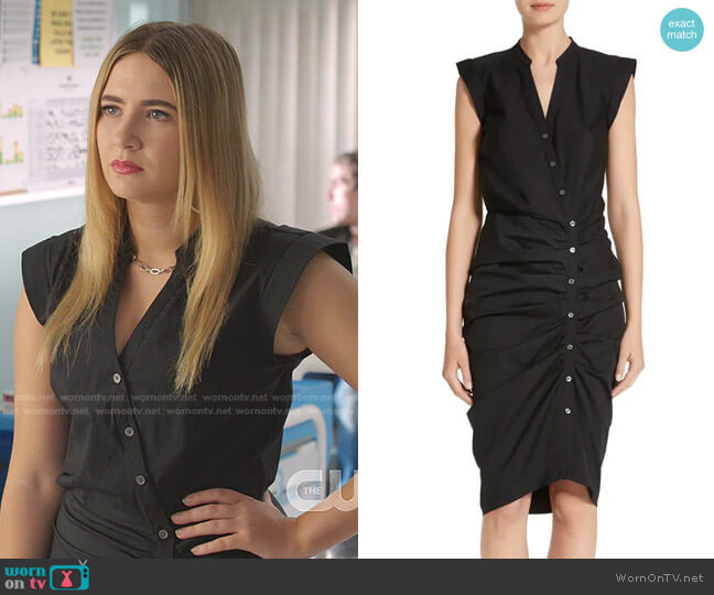 Veronica Beard Ruched Shirtdress worn by Amanda Carrington (Eliza Bennett) on Dynasty