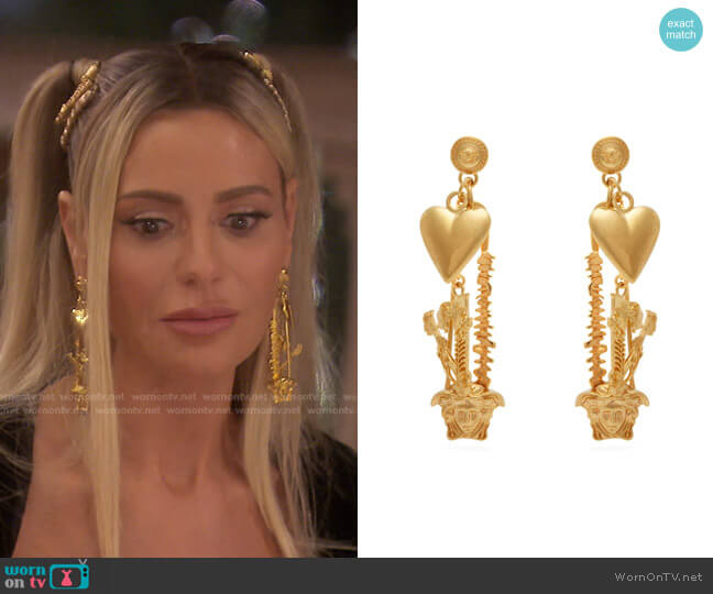 Versace Metallic Medusa Safety-pin Metal Earrings worn by Dorit Kemsley on The Real Housewives of Beverly Hills