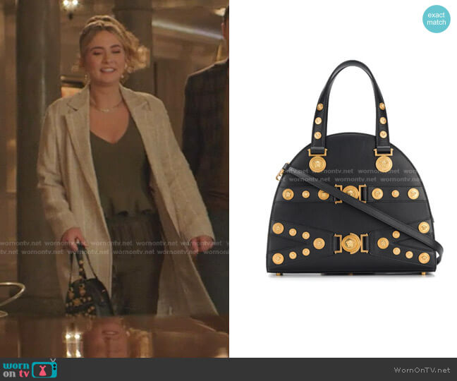 Versace Embellished Medusa Tote worn by Amanda Carrington (Eliza Bennett) on Dynasty