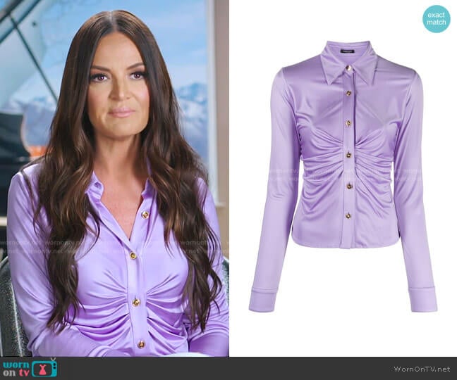 Versace Ruched-Front Blouse worn by Lisa Barlow on The Real Housewives of Salt Lake City