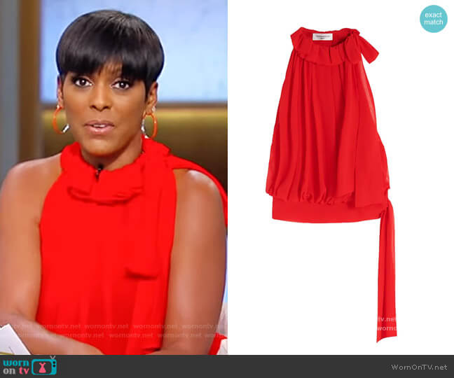 Victoria Beckham Gathered Silk Halter Top worn by Tamron Hall on Tamron Hall Show