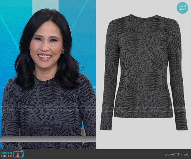 Whistles Animal Burnout Crew Neck Top worn by Vicky Nguyen on Today