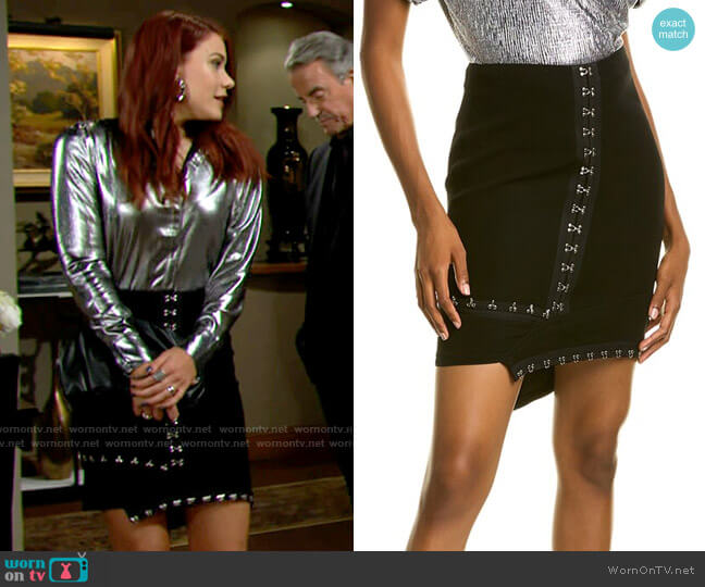 Yigal Azrouel Hook & Eye Mini Skirt worn by Sally Spectra (Courtney Hope) on The Young and the Restless