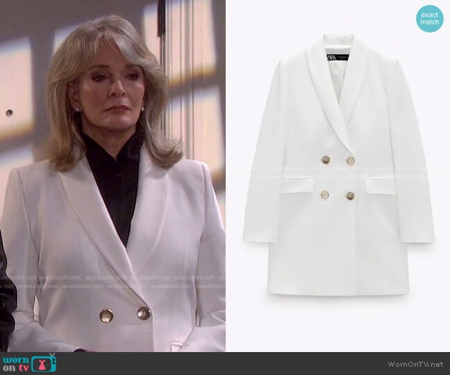 Zara Double Breasted Long Blazer worn by Marlena Evans (Deidre Hall) on Days of our Lives