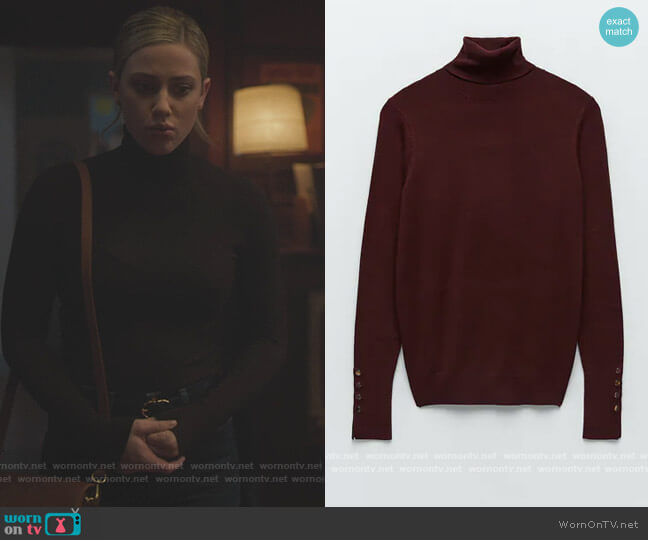 Zara Mock Neck Sweater worn by Betty Cooper (Lili Reinhart) on Riverdale