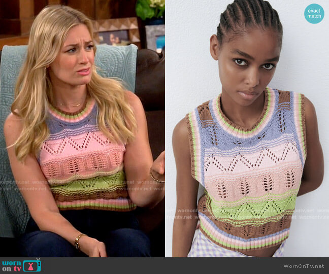 Zara Crochet Knit Top worn by Gemma (Beth Behrs) on The Neighborhood