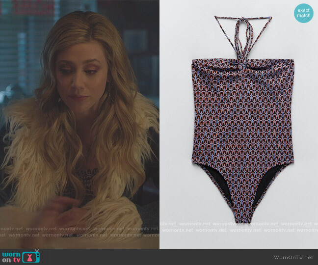 Zara Printed Jacquard Bodysuit worn by Betty Cooper (Lili Reinhart) on Riverdale