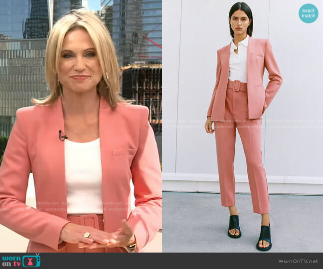 Zara Pants with Fabric Covered Belt worn by Amy Robach on Good Morning America