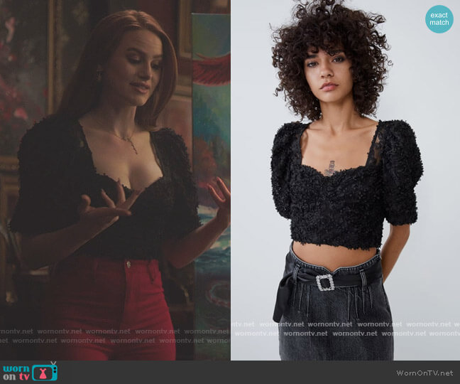 Zara Tulle Sweetheart Top worn by Cheryl Blossom (Madelaine Petsch) on Riverdale