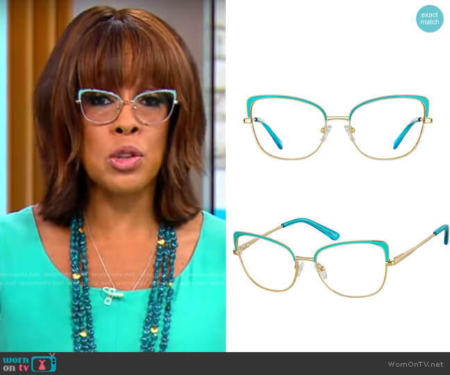 Zenni Cat-Eye Glasses 3220824 in Turquoise worn by Gayle King on CBS Mornings