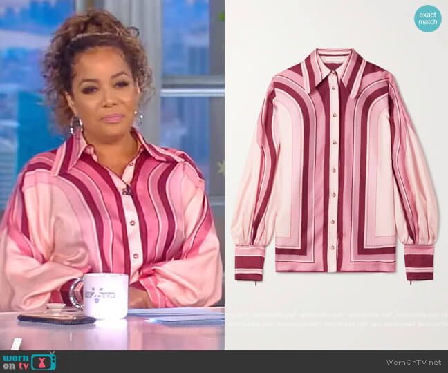 Zimmermann Concert striped silk-twill shirt worn by Sunny Hostin on The View