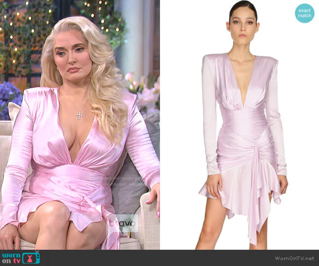 Alexandre Vauthier Draped Stretch Satin Dress worn by Erika Jayne on The Real Housewives of Beverly Hills