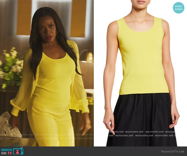 Akris Punto Viscose-Knit Fitted Tank Top worn by Leah Franklin-Dupont (Nadine Ellis) on Our Kind of People
