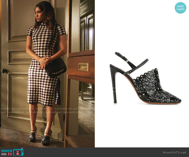 Alaia Laser Cut Leather Slingback Pumps