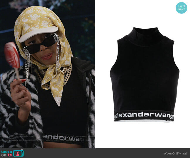 Alexander Wang Logo Mock Neck Sleeveless Top worn by Lauren Rice (Pepi Sonuga) on Queens