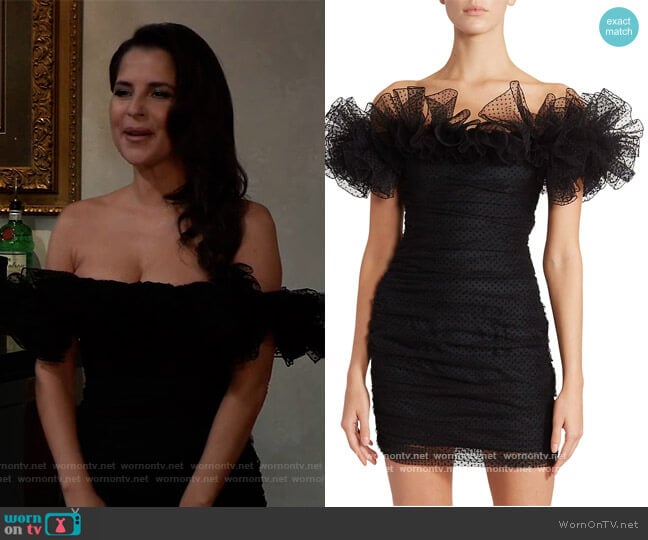 Alexandre Vauthier Dotted Mesh Ruffle Mini Dress worn by Sam McCall (Kelly Monaco) on General Hospital