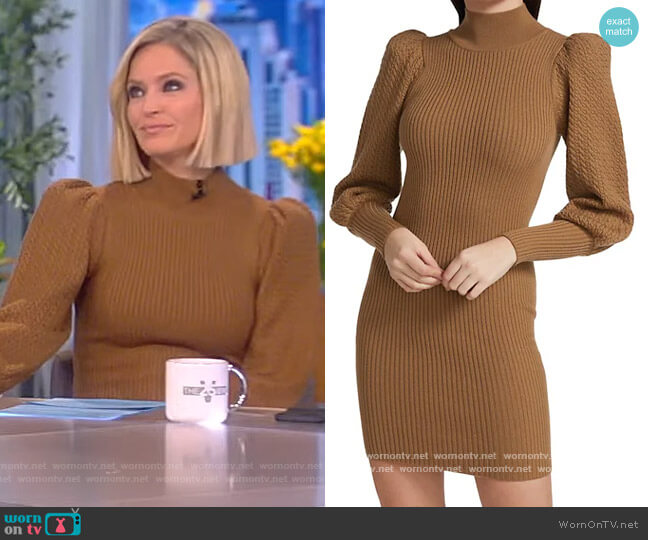 Alice + Olivia Caleb Wool Puff-Sleeve Sweaterdress worn by Sara Haines on The View
