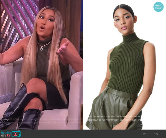 Alice + Olivia Darina Mock Neck Tank worn by Adrienne Houghton on The Real