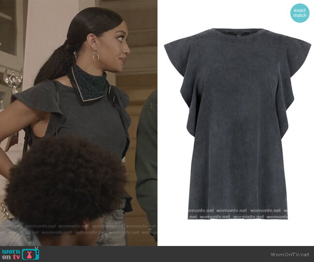 All Saints Lara Ruffle Trim Tank worn by Olivia Baker (Samantha Logan) on All American