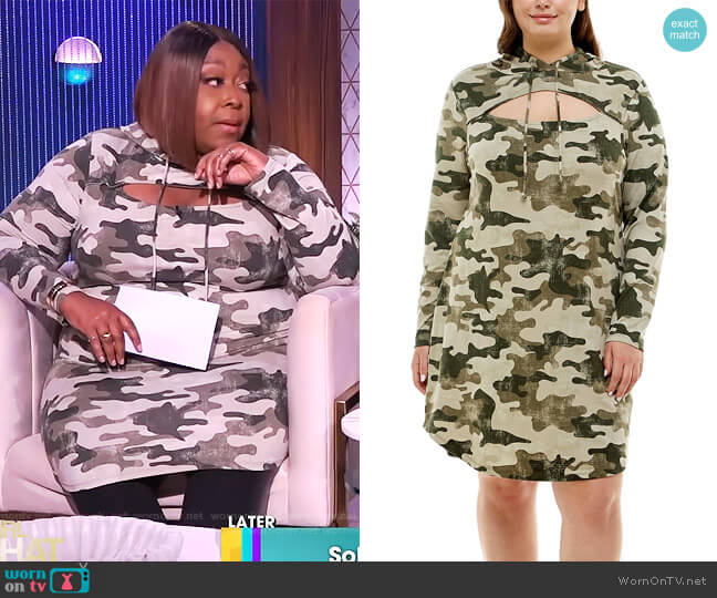Almost Famous Trendy Plus Size Cutout Hoodie Dress worn by Loni Love on The Real