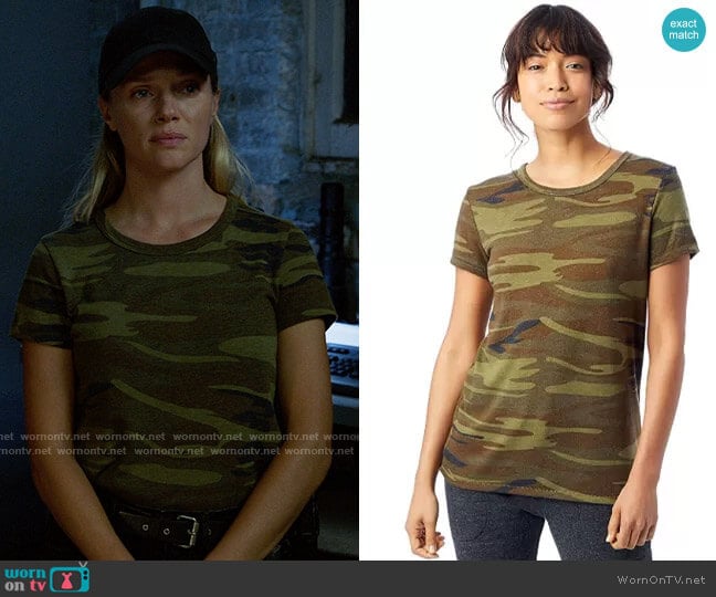Alternative Apparel Ideal T-Shirt in Camo worn by Hailey Upton (Tracy Spiridakos) on Chicago PD