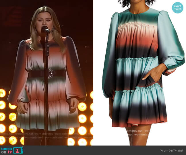 Amur Tiered Crepe Mini-Dress worn by Kelly Clarkson on The Kelly Clarkson Show