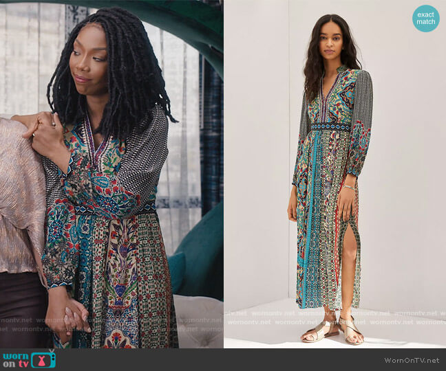 Anthropologie Floral Maxi Dress worn by Naomi (Brandy Norwood) on Queens